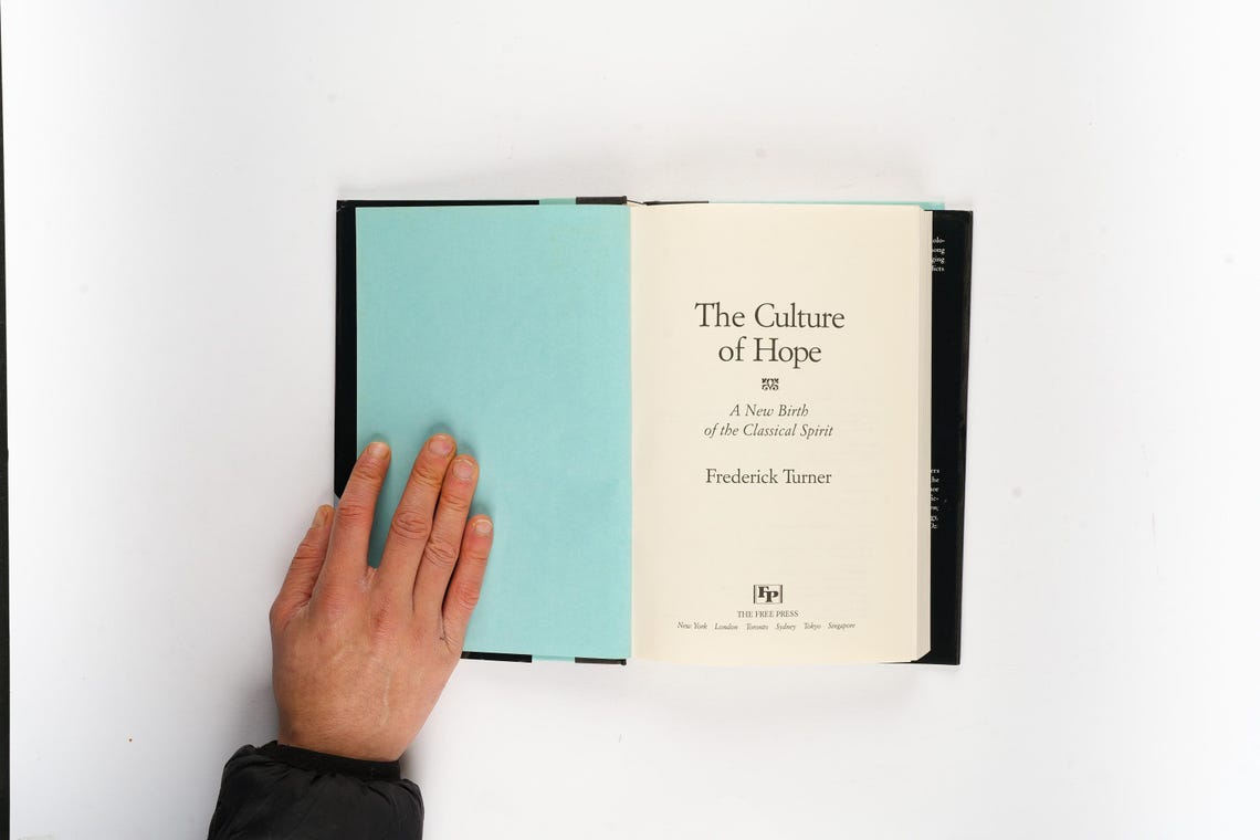The Culture of Hope: A New Birth of the Classical Spirit by Frederick Turner Rare 1995 First Edition, photo 3 of 5