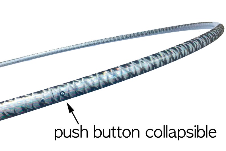 Silver Mermaid Holographic Taped Polypro or HDPE Hula Hoop Dance Hoop Collapsible for Travel Performance Push Button Connector