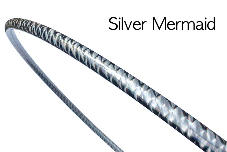 Silver Mermaid Holographic Taped Polypro or HDPE Hula Hoop Dance Hoop Collapsible for Travel Performance Push Button Connector
