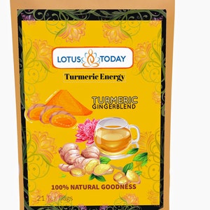 Herbal Tea Turmeric Ginger with Black Pepper tea  - Detox, Immune support tea ,20 Tea Bags