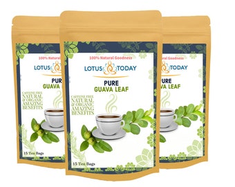 Herbal Tea Lotustoday, Pure Guava leaf  (Pack of 3)  Guava Tea, Detox immune boost Wellness herbal tea - 60 individual Tea Bags