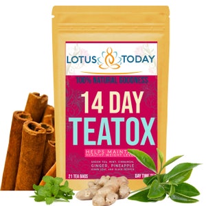 Herbal Tea Detox Tea Cinnamon Ginger Spice cha with touch of Pineapple - weight management Herbal TeaTea - 21 Tea Bags
