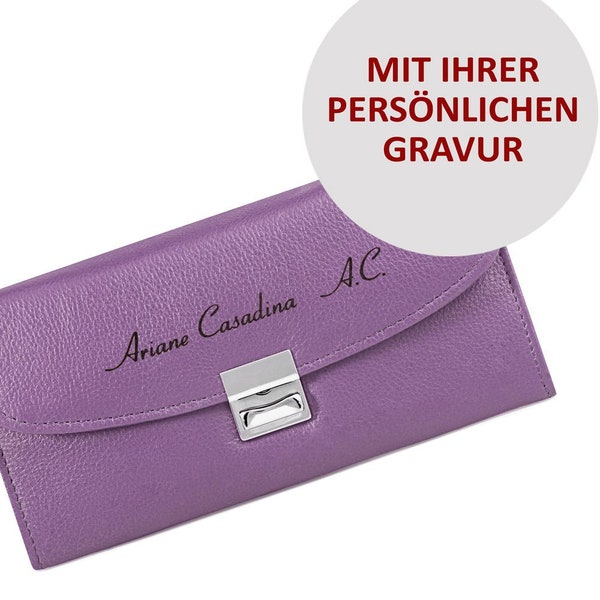 Personalizable: Intercambio de camarero profesional / cartera de camarero de cuero nappa con nombre, iniciales, texto, logotipo, Hamosons 1015 violeta con grabado