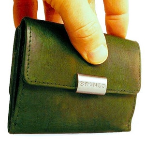 Kleine Geldbörse / Portemonnaie in Größe S für Damen, Echt-Leder, in Rot, Grün, Blau, Beige, Braun, Schwarz, Personalisierung möglich, 12032