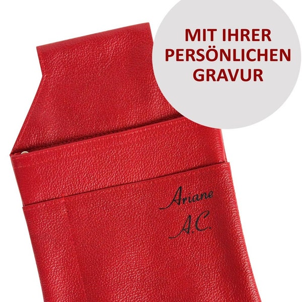 Personalisierbar: Profi Kellnerholster / Kellnerhalfter aus Nappa-Leder mit Name, Initialen, Text, Logo, Hamosons 1009 Hell-Rot mit Gravur