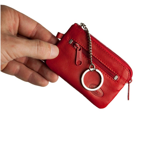 Small key case / key holder size S, real leather, in red, blue, green, beige, brown, black, custom engraving possible, 019