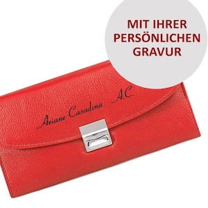 Personalizable: Bolsa de camarero profesional / bolso de camarero hecho de cuero nappa con nombre, iniciales, texto, logotipo, Hamosons 1015 Rojo claro con grabado