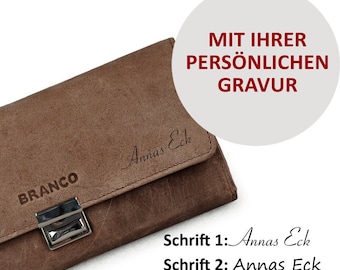 Personalisierbar: Profi Kellnerbörse / Kellnergeldbeutel aus Echt-Leder mit Name, Initialen, Text, Logo, 41433 Braun mit Gravur