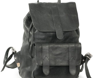 Leather Backpack / City Backpack for women and men, Size M, Nappa Leather, 519 Black