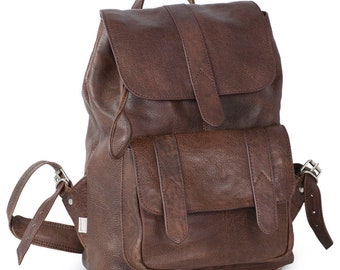 Leather Backpack / City Backpack for women and men, Size M, Nappa Leather, 519 Brown