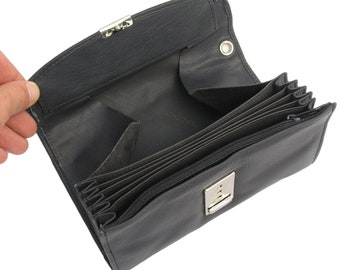Professional waiter’s wallet / waiter’s purse, also matching holster, Nappa leather, black, custom engraving possible, 1015