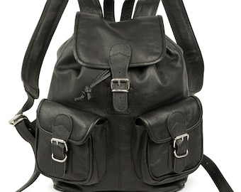 Leather Backpack / City Backpack for women and men, Size M, Nappa Leather, 559 Black