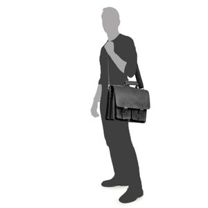 Idée cadeau : grand cartable/sac prof homme et femme, taille L, cuir de buffle, 420 noir