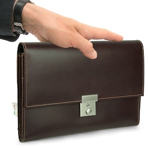 A5 Travel Document Folder / Travel Document Bag per donna e uomo, pelle, marrone, personalizzabile, 1021