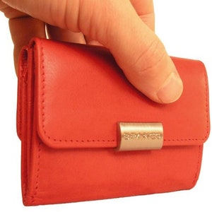 Petit porte-monnaie / portefeuille en taille S pour femme, cuir véritable, en rouge, vert, bleu, beige, marron, noir, personnalisation possible, 12032