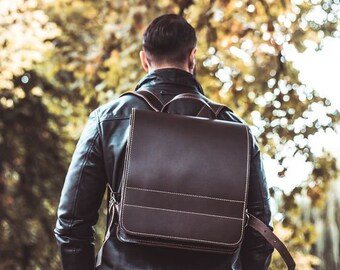 Very Large Leather Backpack / Teacher 