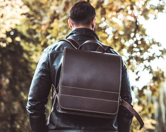 Gift Ideas: Very Large Leather Backpack / Teacher Backpack for Women and Men, Size XL, Leather, 670 Brown