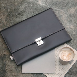 A5 Dossier de documents de voyage / Sac de documents de voyage pour femmes et hommes, Cuir, Noir, Personnalisable, 1021