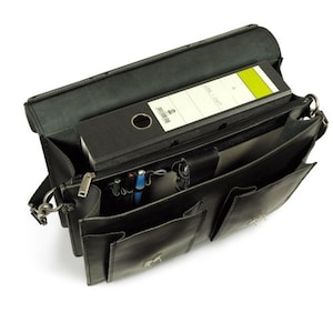 Porte-documents/sac professeur pour hommes et femmes, taille L, cuir, 600 noir