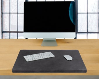 Table pad with edge protector / desk pad with edge size L, buffalo leather, dark grey, personal engraving possible, 26311