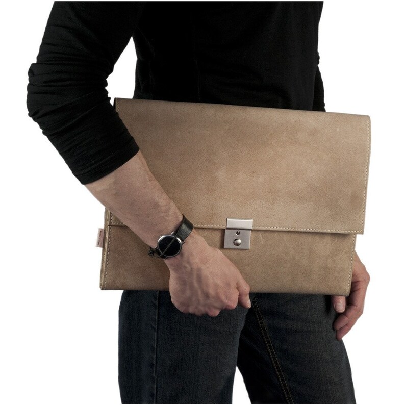 A4 Briefcase / Leather Folder with Lock for Women and Men Etsy