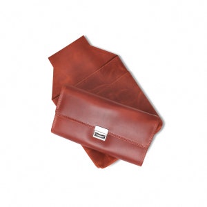 Professional waiter&#39;s wallet, waiter&#39;s wallet, waiter&#39;s holster, waxed, robust genuine leather inside and outside, in crunch look, ha-1019+1009-wax