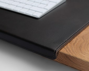 Cadeau idee: Bureau pad / bureau pad met randbescherming, maat XL, buffelleer, bruin, personalisatie mogelijk, 26313