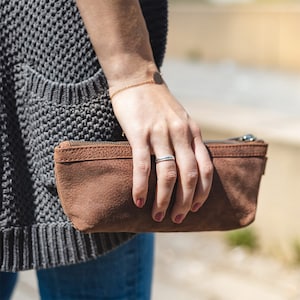 Idea regalo: astuccio sciatto / organizer tascabile, pelle di bufalo, marrone, personalizzazione possibile, 010