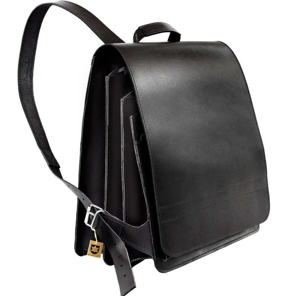 Leather Backpack Teacher Backpack for Women and Men Size M Made Out of Leather 668 Black Etsy