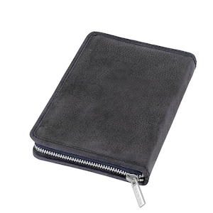 Gift Ideas: Large Foldable Pencil Case / Leather Etui 014, Buffalo Leather, Blue Black, custom engraving possible, 014