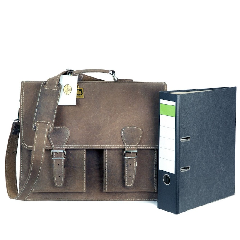 Leather Gift Ideas: Briefcase Teacher Bag for Women and Men 600-n Hazelnut Brown Size L