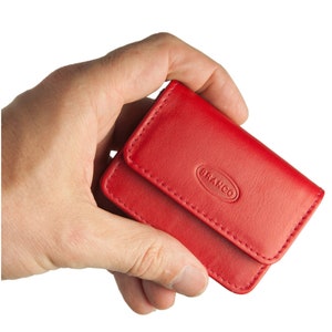 Sehr Kleine Geldbörse / Mini Portemonnaie, Größe XS, Leder, in Blau, Rot, Grün, Beige, Braun, Schwarz, Personalisierung möglich, 108 Rot