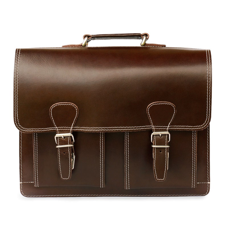 Leather Gift Ideas: Briefcase Teacher Bag for Women and Men 600-n Hazelnut Brown Size L