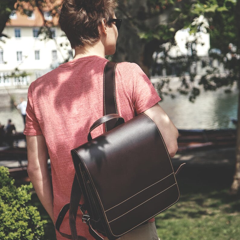 teacher leather backpack