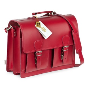 Maletín para mujer: maletín/bolso para profesora, talla L, piel, 600 rojo cereza claro