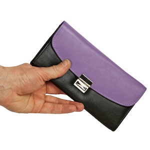 Two-coloured professional waiter purse, also matching holster, nappa leather, purple or pink, custom engraving possible, 1014