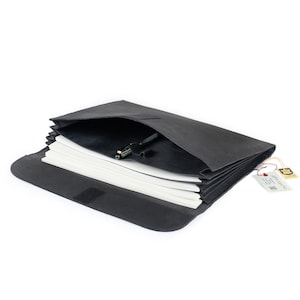 A4 Document Holder / Leather Folder for Women and Men, Buffalo Leather, Black, custom engraving possible, 1042-n