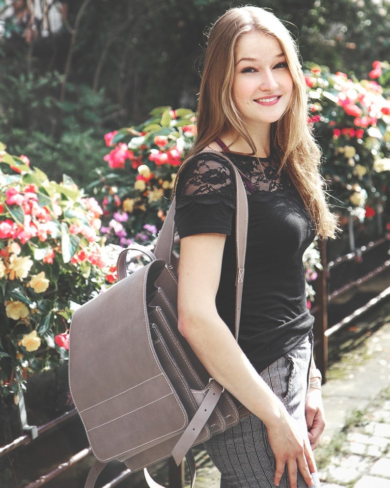 teacher leather backpack