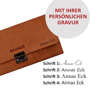 Personalisierbar: Profi Kellnerbörse / Kellnergeldbeutel aus Echt-Leder mit Name, Initialen, Text, Logo, 41433 Beige-Braun mit Gravur