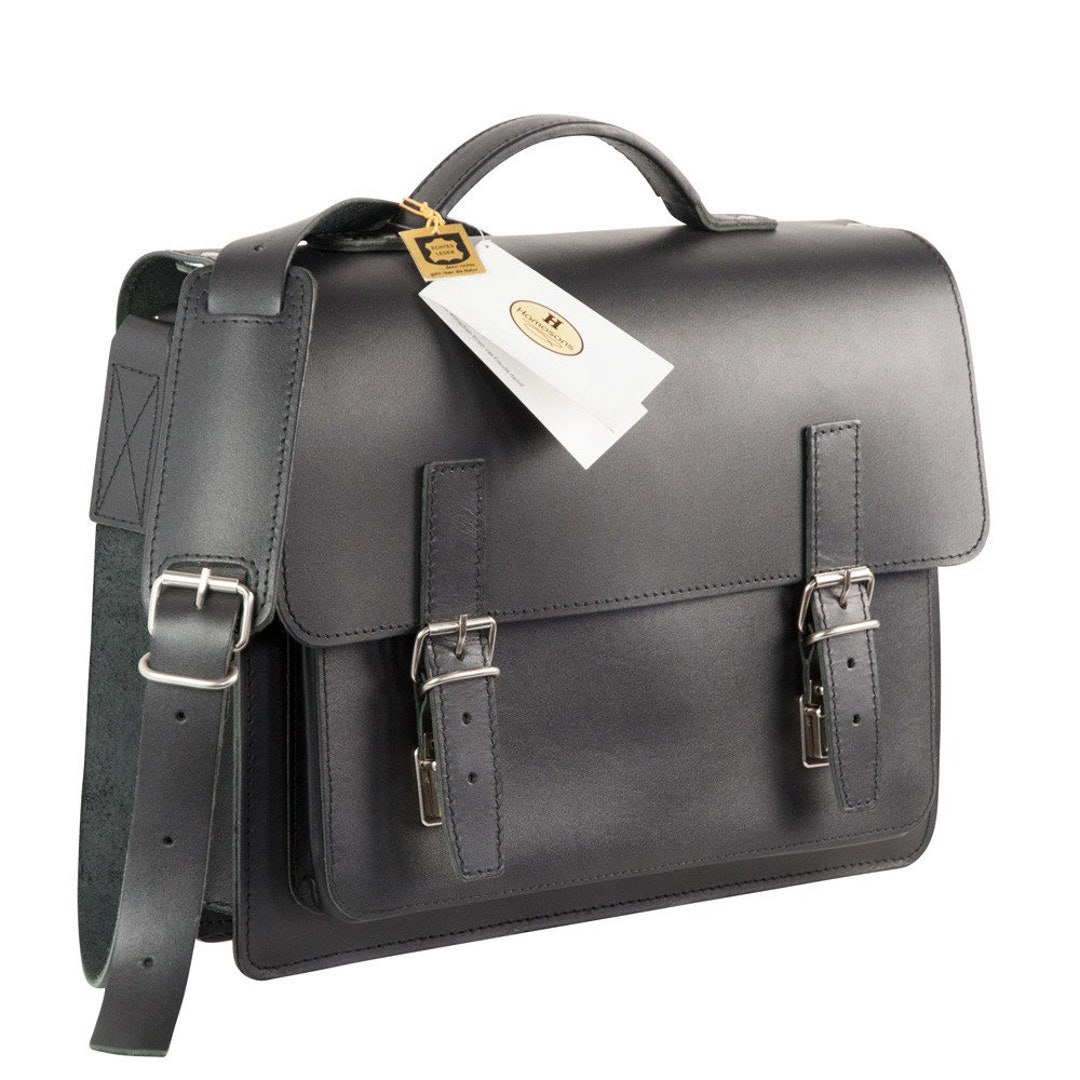Cartella in pelle nera • Borsa insegnante in pelle • Borsa a