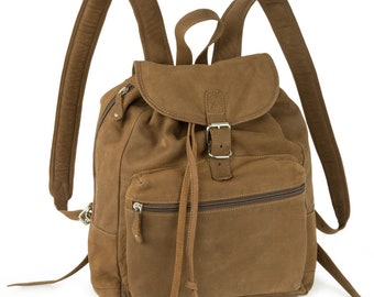 Gift Ideas: Retro Leather Backpack / City Backpack for women and men, Size M, Buffalo Leather, 512 Brown