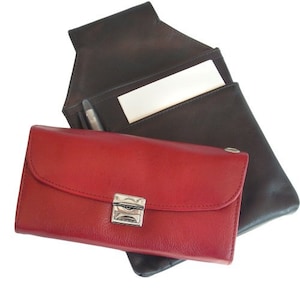 Professional waiter’s / wallet waiter’s purse, also matching holster, leather, red in diff. variants, custom engraving possible, 1015