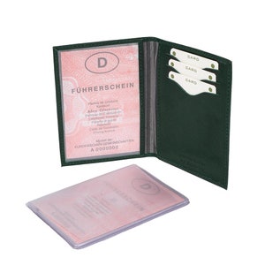 A7-hoes / etui / map van leer, bijv. voor identiteitskaart, kentekenbewijs + creditcards, uitbreidbaar, vele kleuren, personalisatie mogelijk, 301