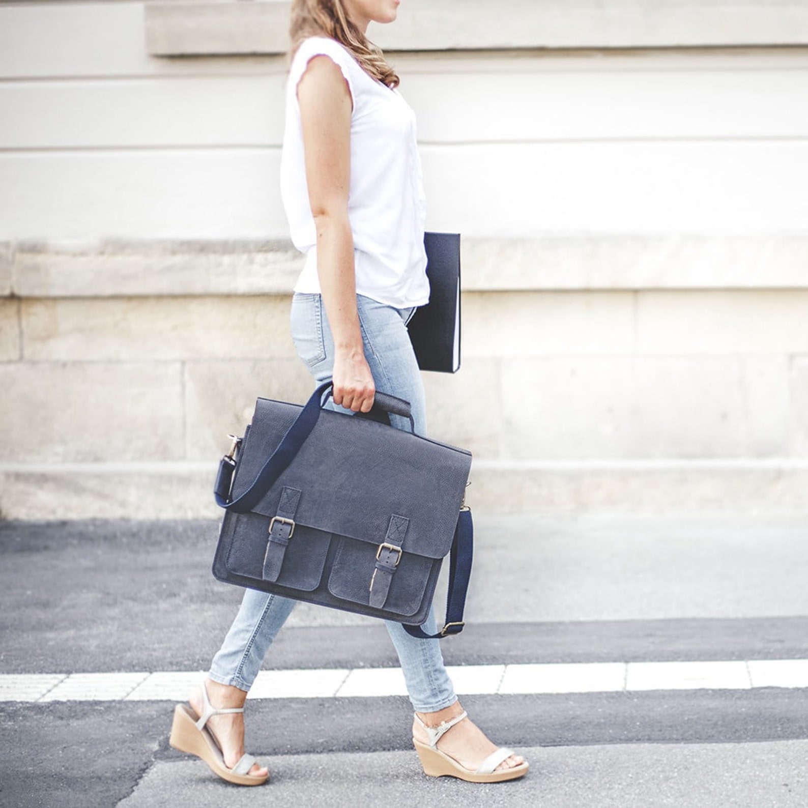 Briefcase Woman Large Briefcase / Teacher Bag Size L Etsy