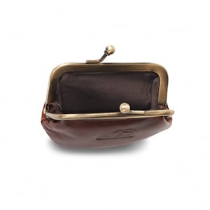 Idea de regalo: Cartera de templo retro / billetera de clip tamaño S para mujeres hecha de cuero, diferentes colores, personalización posible, 79766