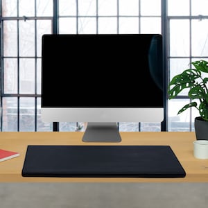 Table pad with edge protector / desk pad with edge size L, buffalo leather, black, personal engraving possible, 26311