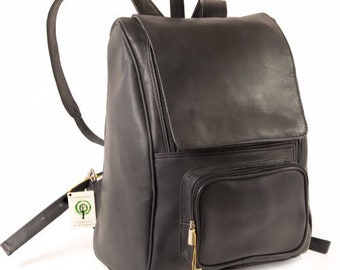 Large Leather Backpack / Laptop Backpack for Women and Men, Size L, Nappa Leather, 711 Black