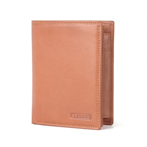 Cartera de cuero • Cartera delgada • Cartera delgada para hombre • Cartera delgada, formato vertical, cuero genuino, coñac, br-8976