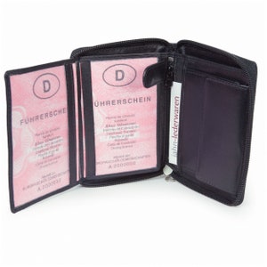 Idea de regalo: Monedero/cartera grande tamaño L, piel auténtica, en negro, marrón, marrón coñac, personalización posible, 12052z