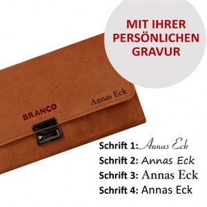 Personalisierbar: Kellnerbörse / Kellnergeldbeutel aus Echt-Leder mit Name, Initialen, Text, Logo, 41433 Beige-Braun mit Gravur